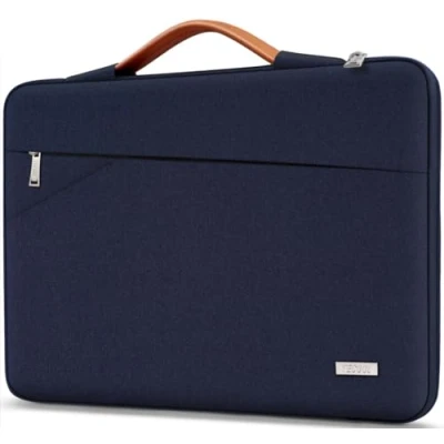 Image of TECOOL 14 Inch Laptop Sleeve Protective Case with Handle and Pockets for HP Lenovo Dell Acer Chromebook Notebook, MacBook Air 15 Shockproof Water resistant Computer Carry Bag,Dark Blue