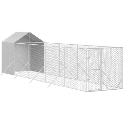 Image of vidaXL Outdoor Dog Kennel with Roof Silver 2x10x2.5 m Galvanised Steel