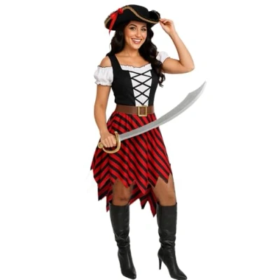 Image of Morph Pirate Costume Adult Womens Fancy Dress Outfit Women Ladies Medium