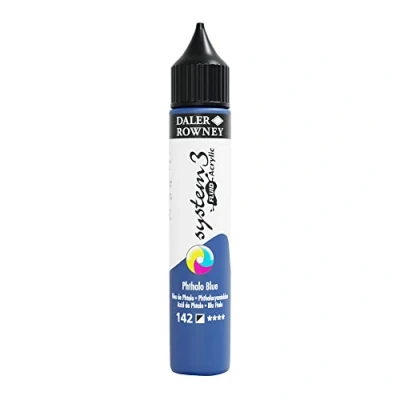 Image of Daler Rowney System3 Acrylic Paint, Plastic Bottle, Fluid, 1oz 29.5 ml, Phthalo Blue