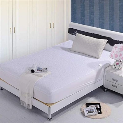 Image of Luxury Waterproof Terry Towelling Mattress Protector Double Size 140 x 190 32cms White