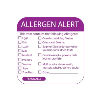 Image of Food Allergen Warning Labels Roll of 500 to Denote Allergy Warnings