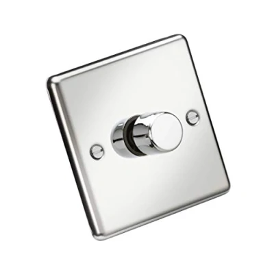 Image of KnightsBridge 1G 2 way 10 200W (5 150W LED) trailing Edge dimmer Rounded Polished Chrome