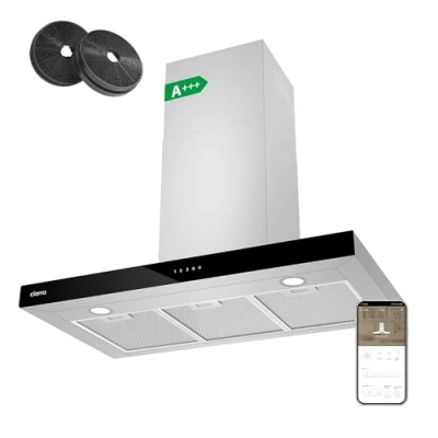 Image of Ciarra CBCS9102 90cm Cooker Hood Wall Mount Chimney Recirculating&amp;Ducting 650 m3/h with 4 Speed WIFI APP Touch Control Kitchen Extractor Fan CBCF003 Carbon Filters