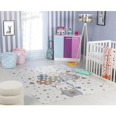 Image of Livabliss Bear Washable Kids Rug Childrens for Bedroom 160x213 cm , Machine Animal Girls &amp; Boys Rug, Playroom and Nursery Rugs Girl or Boy Baby Carpet, Cream