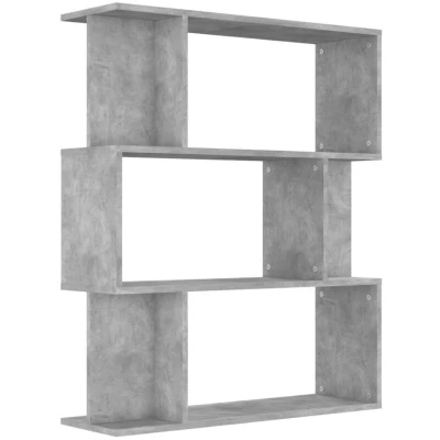 Image of vidaXL Book Cabinet/Room Divider Concrete Grey 80x24x96 cm Engineered Wood