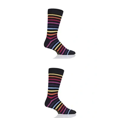 Image of SockShop Mens and Ladies Plain Striped Colour Burst Bamboo Socks with Smooth Toe Seams Pack of 2 Chasing Rainbows 4 8