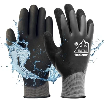 Image of Waterproof Winter Gloves, Thermal Work Gloves for Cold Weather, Touchscreen, Super Grip, Gardening, Fishing, Car Washing, Freezer Grey, Medium