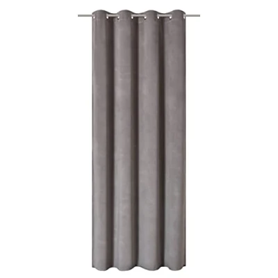Image of Elbersdrucke Eyelet Curtain Cosy 07 Grey Opaque 255 x 140 cm 201777 for Living Room Bedroom Kitchen Hallway Children&#039;s