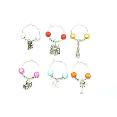 Image of Libby&#039;s Market Place 60th Birthday Gift Wine Glass Charms with Organza Bag