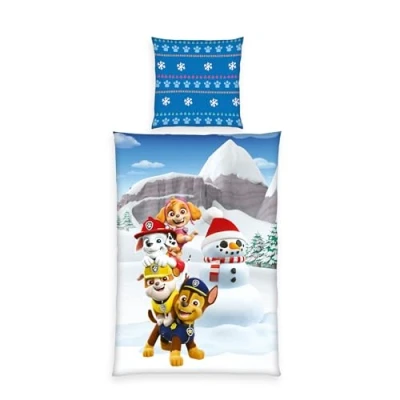 Image of Paw Patrol Flannel Bed Linen, Pillowcase Approx. 80 x cm, Duvet Cover 135 200 with Smooth Zip, 100% Cotton/Flannel