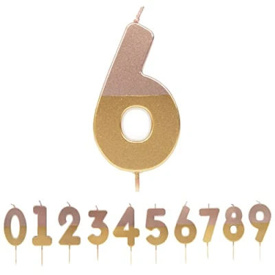 Image of Talking Tables Rose Gold Number 6 Candle Premium Quality Pink Birthday Cake Topper Decoration for Kids, Adults, 16th, 60th Party, Anniversary, Milestone, ROSEGOLD6