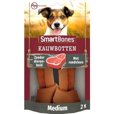 Image of Smartbones 2 Medium Beef Bones Rawhide Free Chew Dog Treats