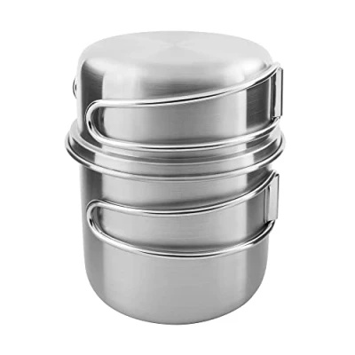 Image of Tatonka Handle Mug 500 ml Set Stainless Steel Consisting of Cup and Lid with Folding Handles Volume Scale Compatible Nalgene Wide Neck 1L