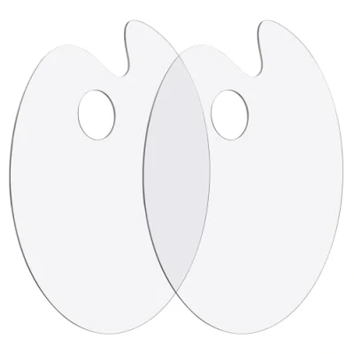 Image of Lahviuu Clear Acrylic Paint Palette,2 pcs Artist Painting Palette Oval Shaped Mixing Art Tray Palettes Non Stick Oil Palette,for DIY Craft Painting(20 * 30cm)