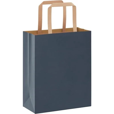 Image of vidaXL Paper Bags 250 pcs with Handles Blue 18x8x22 cm