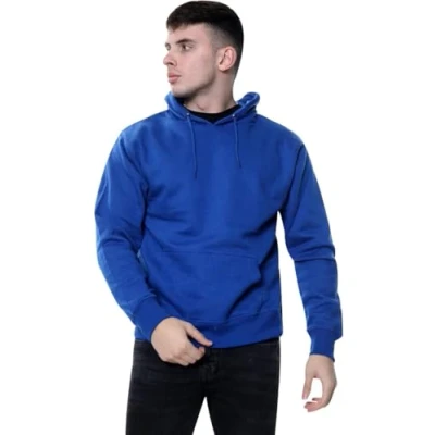 Image of True Face Mens Hoodie Pullover Classic Hooded Top Plain Ribbed Cuff Long Sleeve Sweatshirt Pull Over Hoody Royal 2, Small