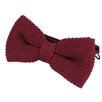 Image of DonDon Men Knit Knitted Bow Tie Pre Tied and Adjustable Dark Red