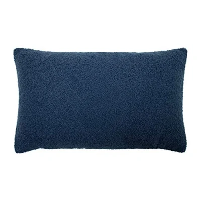 Image of furn. Malham Shearling Fleece Rectangular Feather Filled Cushion Blue One Size