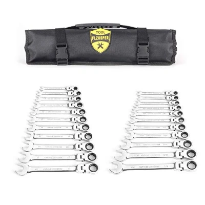 Image of 22 Piece Flex Head Ratcheting Wrench Set，Metric &amp; SAE Chrome Vanadium Steel Hand Combination Spanner with Portable Carrying Bag