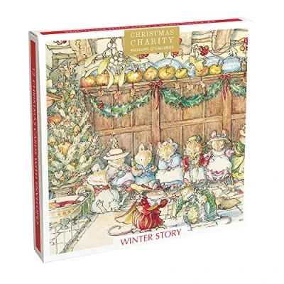 Image of Museums &amp; Galleries Box of 12 Artistic Christmas Cards &#039;Winter Story&#039; Cards, 6 Each 2 Designs from the Brambly Hedge Range, Multi, 170 x 23mm