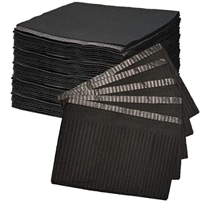 Image of MFUOE 125 Pieces Black Tattoo Table Mats Tray Covers Disposable Square Pad Scarf Towel for (Black)