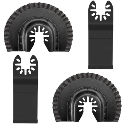 Image of LEILUO 4 Pcs Carbide Multitool Blades Kits for Grout Removal Universal Oscillating Tool Accessories with Storage Bag Compatible DeWalt Dremel Milwaukee Makita and More