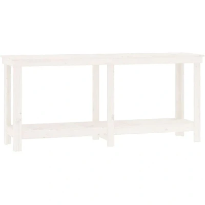 Image of vidaXL Work Bench White 180x50x80 cm Solid Wood Pine