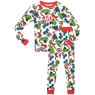 Image of Marvel Boys Avengers Pyjamas Snuggle Fit White 6 7 Years