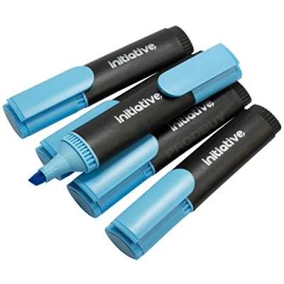 Image of Pack of 100 x Blue Fluorescent Wedge Tip Highlighter Pens (10 Packs 10)