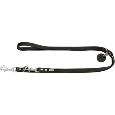 Image of HUNTER Training leash, 20/200 Soft genuine cow leather, black