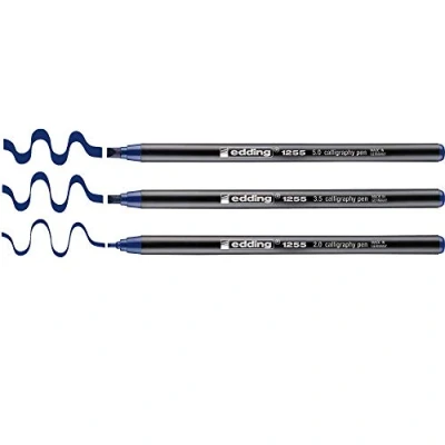 Image of Edding CALLIGRAPHY PEN SET 3 PENS 2mm 3.5mm 5mm Steel Blue