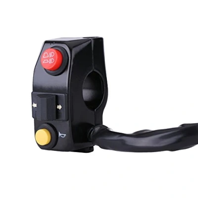 Image of Motorbike Indicator Switch, Universal 7/8&quot; Motorcycle Handlebar Control Switch and Horn Turn Signal High Low Beam Black