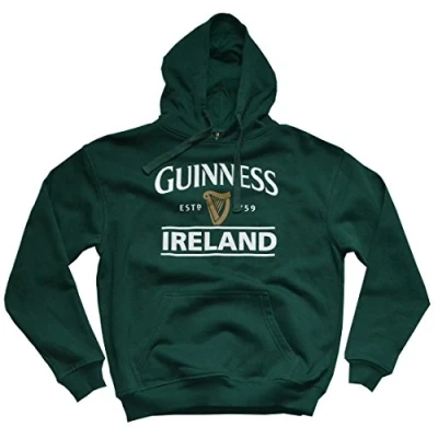 Image of Guinness Official Merchandise Pullover Hoodie With Logo &amp; Ireland Print, Green Green, S