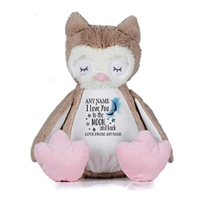 Image of Giftme Personalised ANY NAME I love You To The Moon And Back Teddy Bear Soft toys Birthday Present. (Owl)