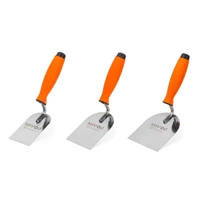 Image of Mivos Stucco Trowel Set 3 Pieces 60 mm 80 100 Stainless Steel Trowels Rustproof Knife with Soft Grip Plaster for Work Made in EU