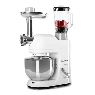 Image of Klarstein Stand Mixer, 5L Food Mixer for Baking with Bowl, 1800W Cake w/Beater, Dough Hook, Whisk, 1.5L Blender, Processor Meat Grinder, 6 Speed Electric Bread Pastry