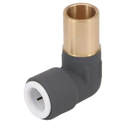 Image of Radiator Valve Reducer Elbow Compression 15mm x 10mm Push Fit Anthracite