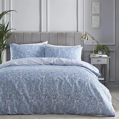 Image of Charlotte Thomas Wedgewood Duvet Cover Set Reversible Bedding Blue Floral with Pillowcase Single