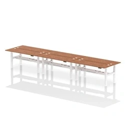 Image of Air B2B 1800x600mm Height Adjustable 6P Bench Desk CP Walnut/White