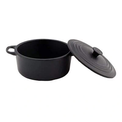 Image of MyTinyWorld Dolls House Miniature Black Cast Iron Casserole Pot