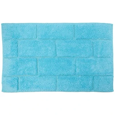 Image of Rapport Tile Bath and Pedestal Mat Set, Cotton, Aqua