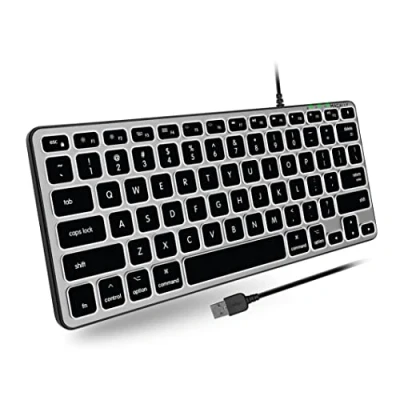 Image of Macally Backlit Wired Keyboard for Mac Compatible Apple (Small and Compact) Comfortable All Day Typing USB MacBook Pro/Air, iMac, Mini/Pro (Space Grey)