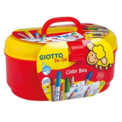 Image of GIOTTO be bè Large Colour Box for Young Children, 27 Pieces, Pencils/Felt Tip Pens, Assorted Colours, Colouring Pack, Ideal Home and Schools