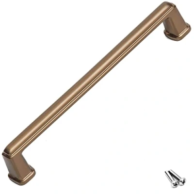 Image of Decoranddecor Cabinet Handle Kitchen Cupboard Door Drawer Pull with Screws Zinc Alloy Bar Hardware (224mm Hole to Hole, Bronze)