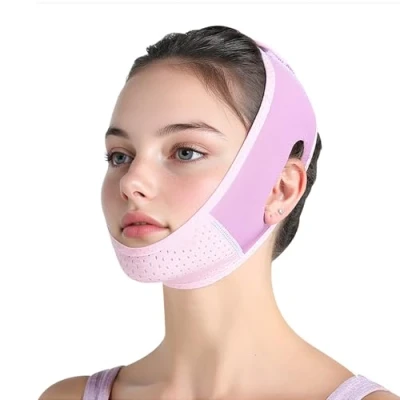 Image of V Line Lifting Mask, Reusable Double Chin Reducer, Face Slimming &amp; Jawline Sculpting, Anti Aging Strap for Firm Lifted Skin, Comfortable Adjustable Design, Women Men（Purple）