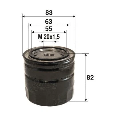 Image of 3EB1531550 Oil Filter VALEO 586060 M20x1.5 Spin on MITSUBISHI: COLT 6, PAJERO 4, Lancer 8, SUBARU: Legacy Outback III, IV