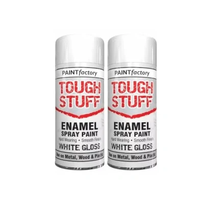 Image of DIOXSTAR Enamel White Gloss Spray Paint, Fast Drying, Suitable for Wood, Plastic, Metal, Interior and Exterior Use, Hard Wearing &amp; Smooth Finish, 400ml (2 PCS)