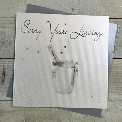 Image of white cotton cards XLWB3 1 Piece Sorry Your Leaving Extra Large Handmade Card, Champagne Bucket,22cm x 22cm