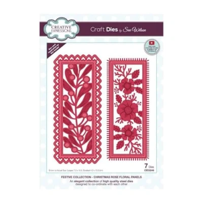 Image of Creative Expressions Sue Wilson Festive Collection Christmas Rose Floral Panels Craft, Metal, Largest die 7 x 15.9 cm